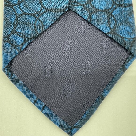 Valentino Cravatte Neck Tie Mens Blue Black Patterned Silk Made in Italy - Picture 5 of 5